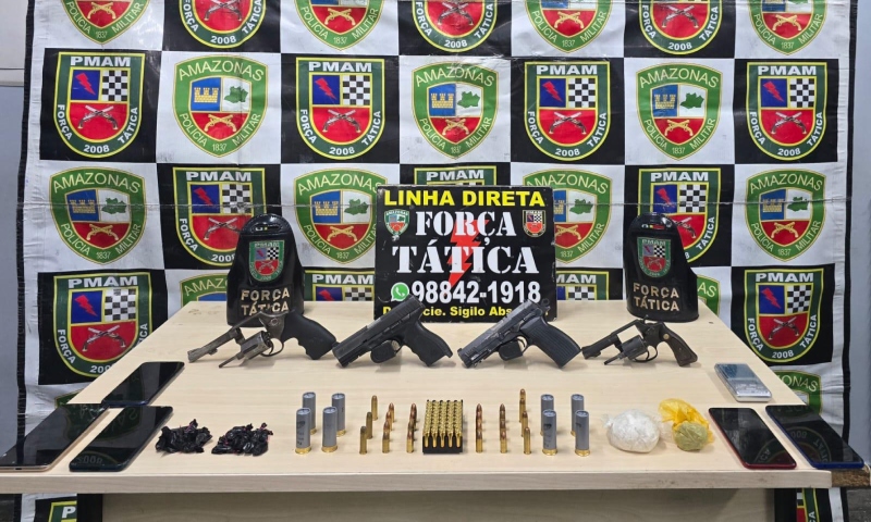 Seis bandidos são presos com armas e drogas na Zona Norte de Manaus; veja vídeo