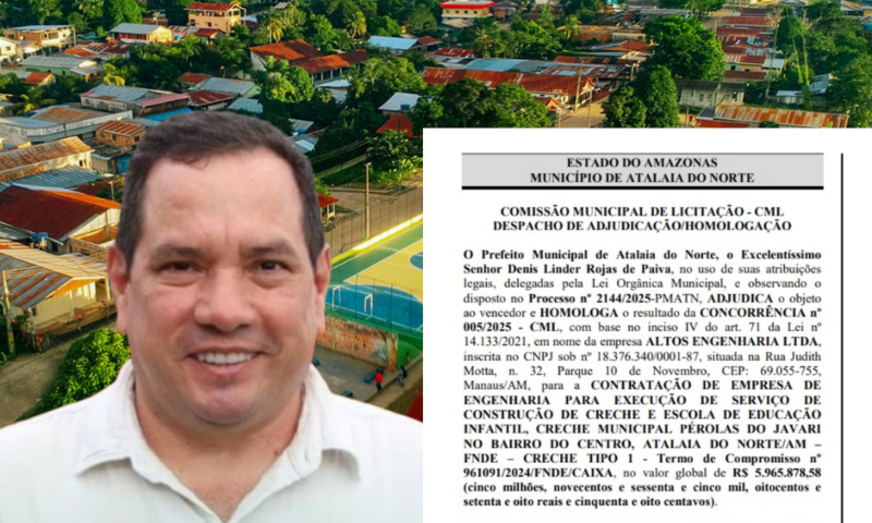 Prefeito de Atalaia do Norte vai gastar mais de R$ 6 milhões em creche enquanto outras escolas enfrentam crise sanitária