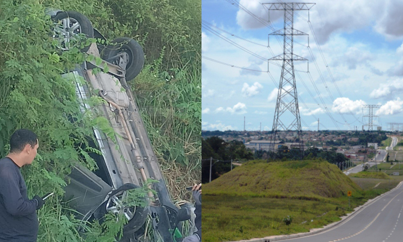 Urgente: carro capota na Avenida das Torres e para de ponta cabeça em Manaus ; veja