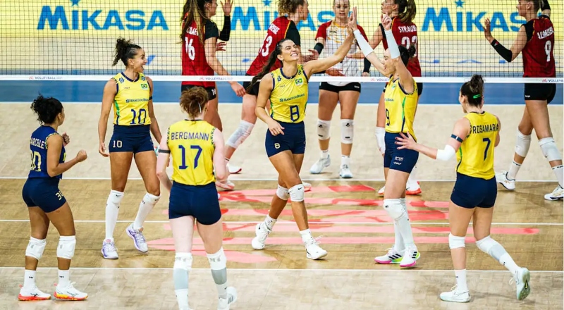 Brasil domina Alemanha e vai à semifinal da Liga das Nações de Vôlei
