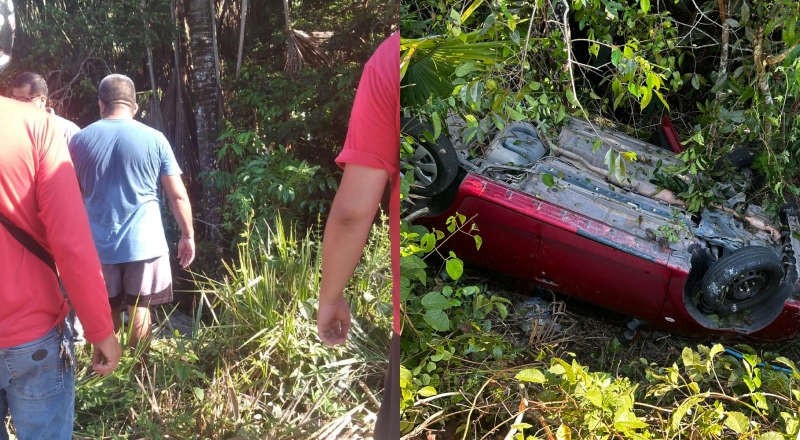 Urgente: motorista perde controle e derruba carro em matagal no Japiim; veja vídeos