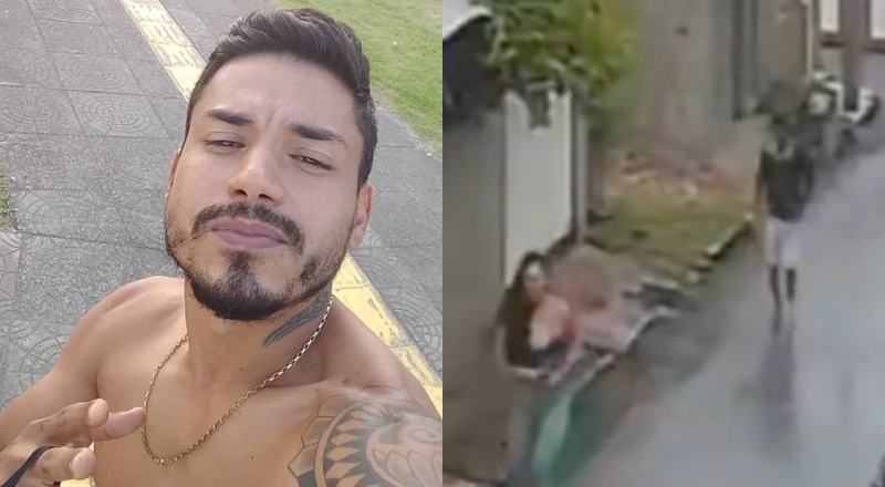 Veja momento em que servidor público é flagrado espancando a ex-mulher no meio da rua