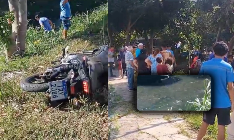 Jovens sofrem gravíssimo acidente de moto e um deles cai dentro do Igarapé do Passarinho, em Manaus; veja vídeo