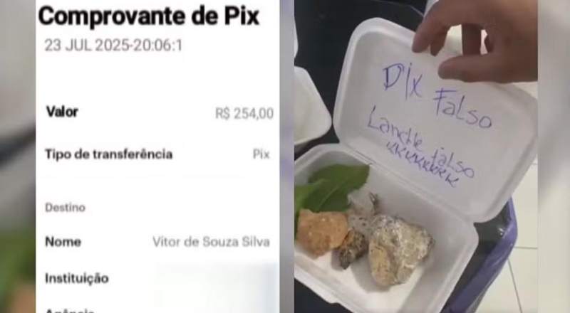 Lanchonete entrega ‘x-pedra’ após PIX falso; veja video