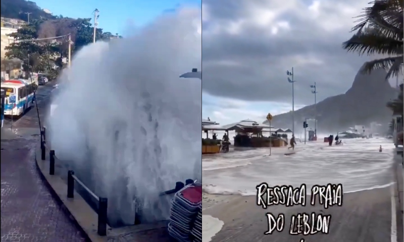 ‘Ressaca do mar’ invade orlas, arrasta ônibus e alaga garagens de prédios no Rio de Janeiro; veja vídeos