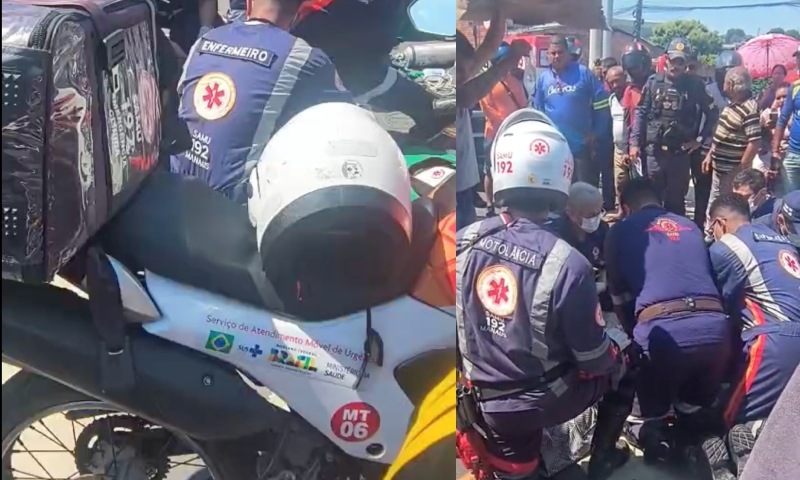 Urgente: enfermeiros do SAMU tentam reanimar motoqueiro que sofreu grave acidente na rotatória do Viaduto Rei Pelé; veja vídeo