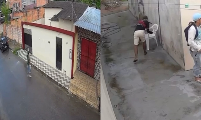 Vídeo mostra momento em que bandidos invadem casa e roubam medicamentos para emagrecer em Manaus; veja