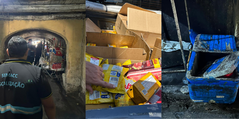 Megaoperação apreende toneladas de alimentos estragados sendo vendidos no Centro de Manaus