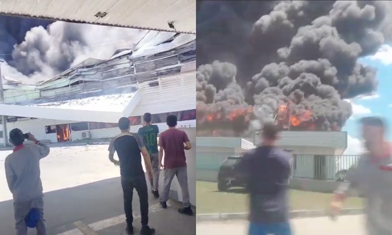“Minha empresa pegou fogo!”: vídeo mostra desespero de trabalhadores da fábrica em chamas no Distrito Industrial; veja