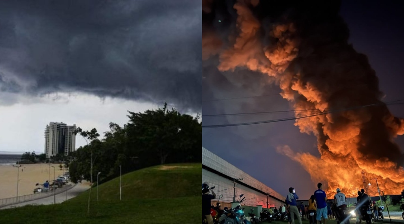 Chuva prevista no AM pode ajudar no combate ao incêndio devastador que atinge Manaus