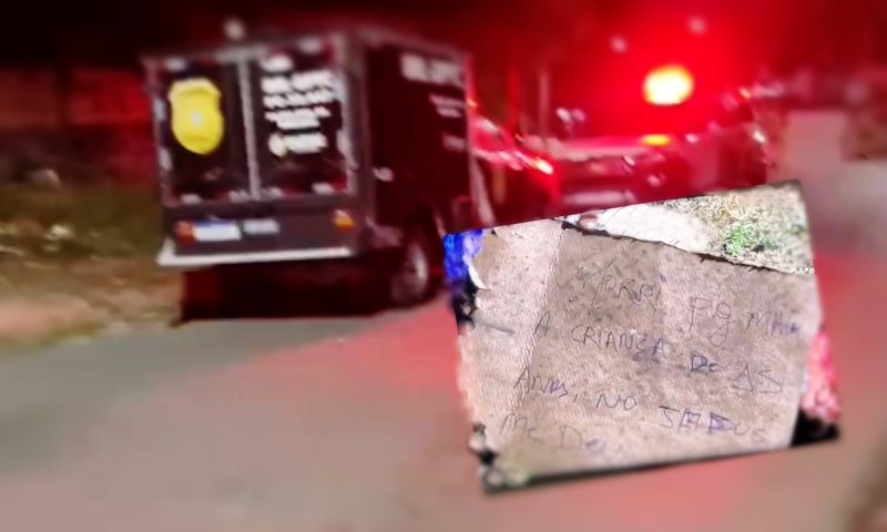 Homem é executado no Colônia Terra Nova e criminosos deixam bilhete macabro ao lado do corpo; veja vídeo