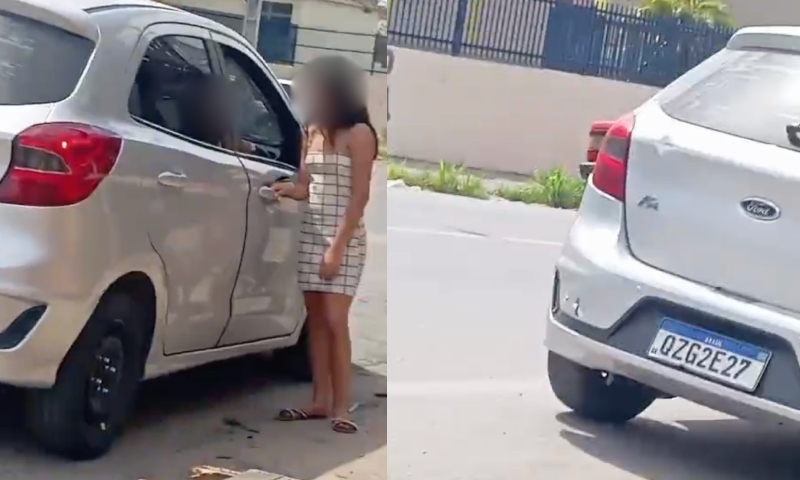 Exclusivo: motorista suspeito oferece dinheiro para criança entrar dentro carro no Nova Vitória; veja vídeo
