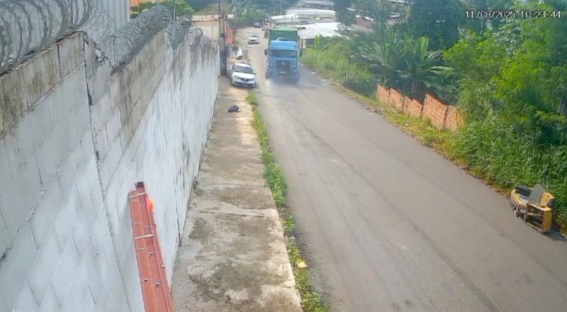 Vídeo mostra momento em que carreta desgovernada invade casa de família na Cidade Nova; veja