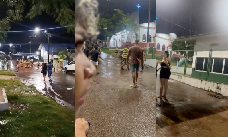 Ciumentas e arretadas: mulheres rolam no asfalto enquanto a chuva cai em Manaquiri; veja vídeo