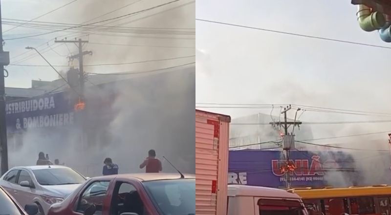 Poste pega fogo no bairro Jorge Teixeira e causa pânico em moradores; veja vídeo