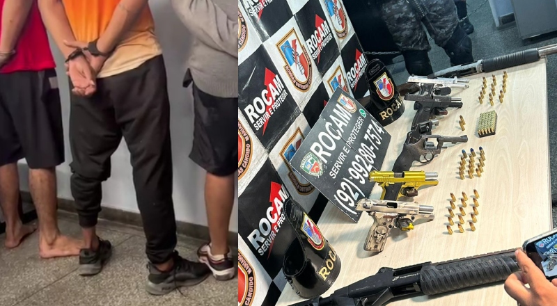 Após intenso foguetório na cidade, membros do CV são presos com armas em Manaus; veja vídeos