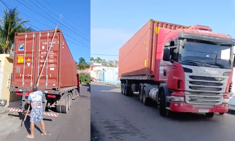 Carreta destrói fiação de energia no Conjunto Boas Novas, em Manaus; veja vídeo