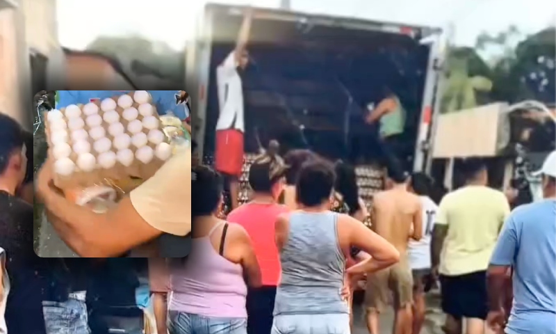 População abandonada pelo Governo do AM recebe cestas básicas e cartela de ovos de facção em Manaus; veja vídeo