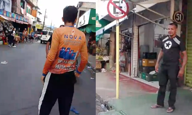 Motoqueiro de app se revolta e parte pra cima de homem por suposto calote em corrida no bairro Alvorada; veja vídeo