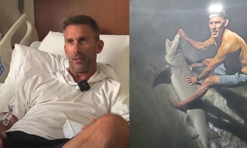 Americano é mordido por tubarão após usar animal para tirar foto; veja vídeo