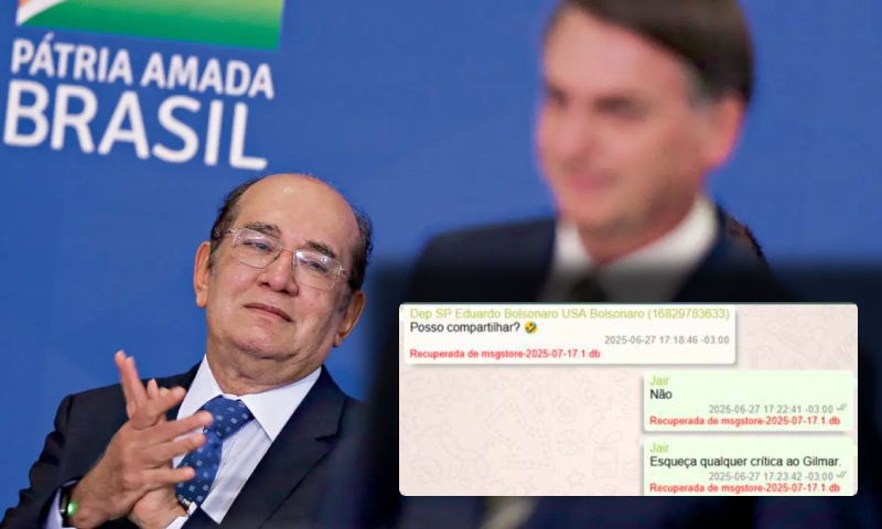 PF vaza conversa de Bolsonaro pedindo a Eduardo que poupasse Gilmar Mendes de sanções; veja