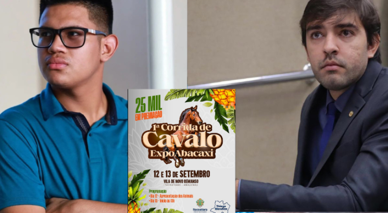 Cartaz de evento ou santinho eleitoral? Thiago Abrahim aparece em tudo e MP entra em ação em Itacoatiara