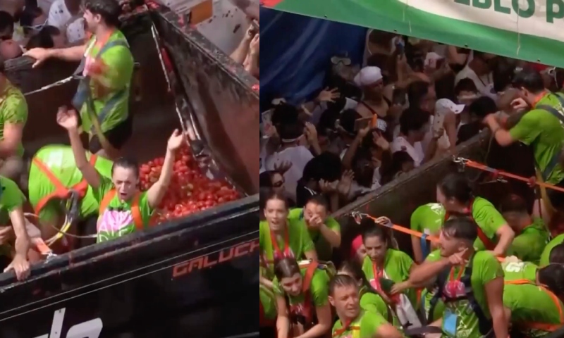 Milhares de pessoas participam da “Guerra de Tomates” na Espanha; veja vídeo