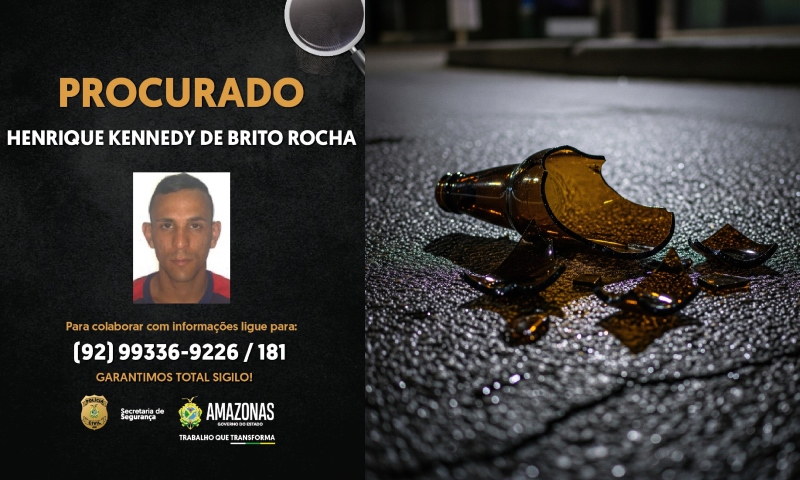 Foragido: homem usa garrafa de cerveja para desfigurar mulher que ‘deu fora’ nele em Presidente Figueiredo; veja