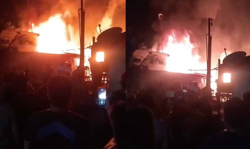 Urgente: casas pegam fogo em Manacapuru e moradores entram em pânico; veja vídeo