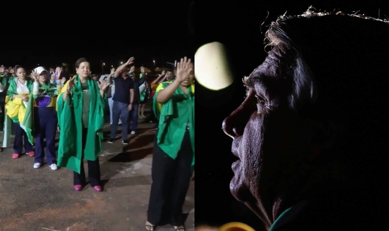 Patriotas fazem vigília em frente ao condomínio de Bolsonaro e oram pela saúde do ex-presidente; veja vídeo