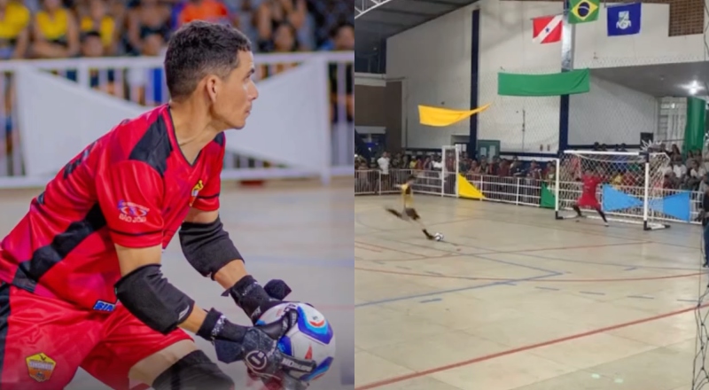 “A bolada no peito foi tão forte que o coração dele parou”: goleiro de futsal morre ao defender pênalti; veja vídeo