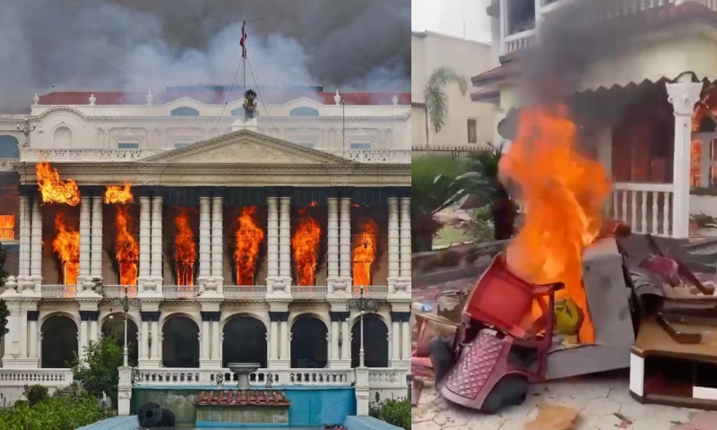 Manifestantes colocam fogo na casa do ex-primeiro-ministro do Nepal com esposa dele dentro; veja vídeo