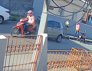 Bandido usa moto para assaltar moradores no bairro São Jorge; veja vídeo