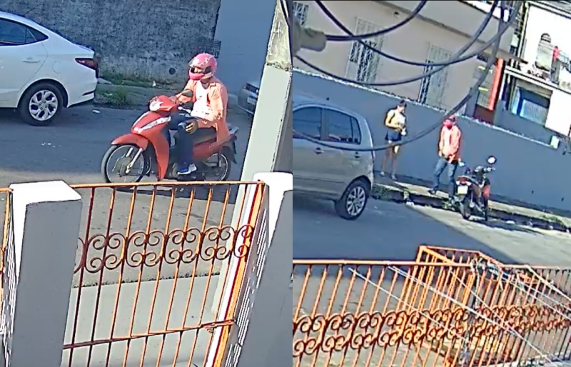 Bandido usa moto para assaltar moradores no bairro São Jorge; veja vídeo