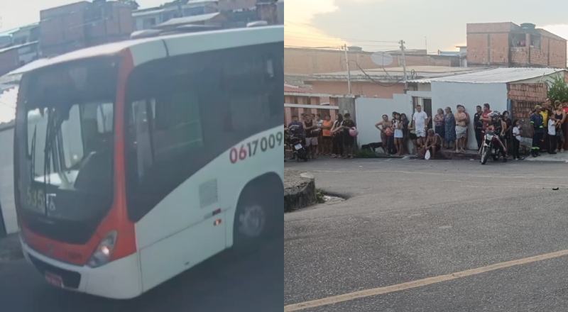 Veja momento em que jovem motoqueiro morre durante grave acidente com ônibus em Manaus
