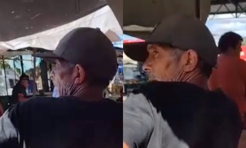 ‘Seu Madruga’ sai passeando com faca cravada nas costas: “Ele tava tão bêbado que nem sentiu”; veja vídeo