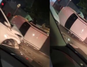 Grave acidente deixa veículo capotado na Avenida Djalma Batista, em Manaus; veja vídeo