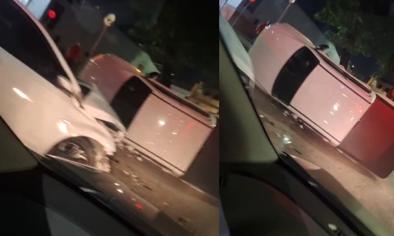 Grave acidente deixa veículo capotado na Avenida Djalma Batista, em Manaus; veja vídeo