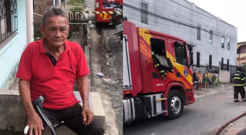 Idoso chora após ter casa invadida e incendiada por bandidos em Manaus; veja vídeo