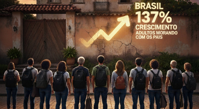 Número de adultos que moram com os pais cresce 137% no Brasil