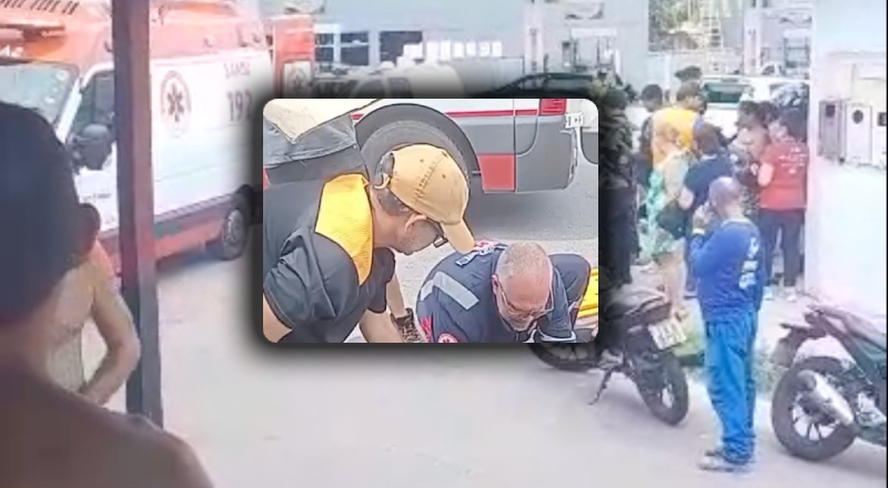 Grave acidente entre caminhão e motocicleta deixa casal ferido no Novo Aleixo; veja vídeo