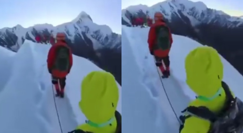Vídeo mostra momento em que turista morre ao tentar tirar selfie em montanha na China; veja