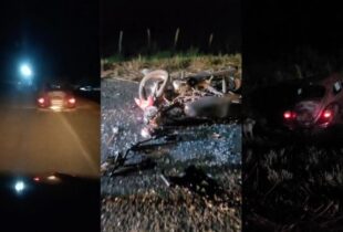 Tudo filmado: motorista bêbado do Fusca atinge jovens em uma moto após fazer zigue-zague na estrada; veja vídeo