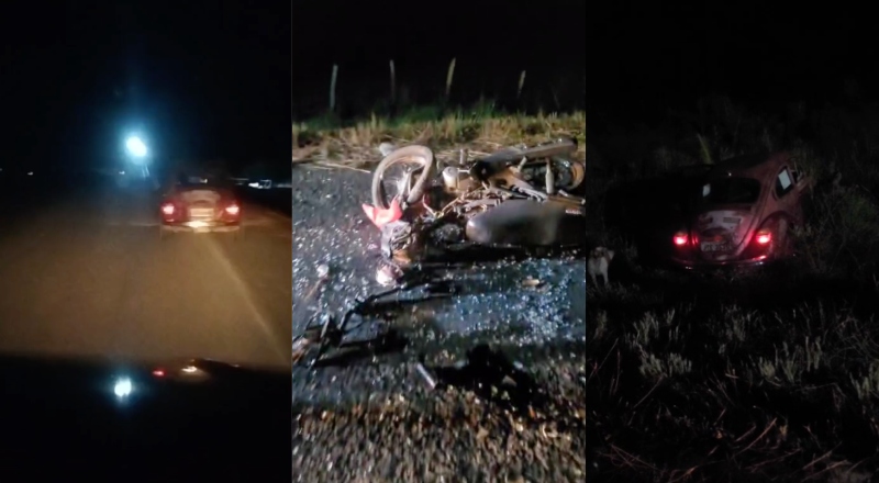 Tudo filmado: motorista bêbado do Fusca atinge jovens em uma moto após fazer zigue-zague na estrada; veja vídeo