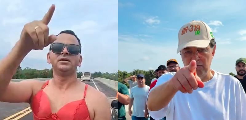 Prometeu e cumpriu: ‘Boiado’ desfila de saia e sutiã após desafiar o senador Eduardo Braga sobre a entrega da Ponte do Rio Curuçá