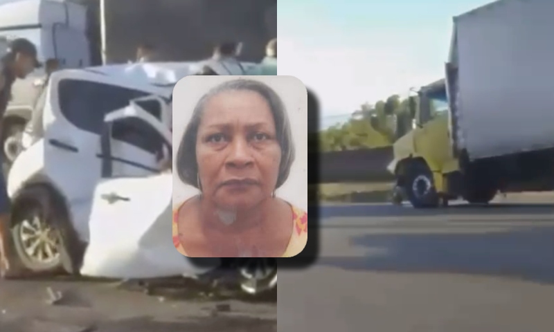 Mulher morre e três pessoas ficam feridas em grave acidente entre carro e caminhão na BR-101; veja vídeo
