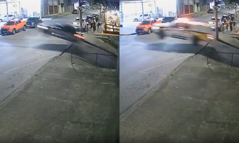 Impressionante: carro e viatura ‘voam’ durante perseguição policial; veja vídeo