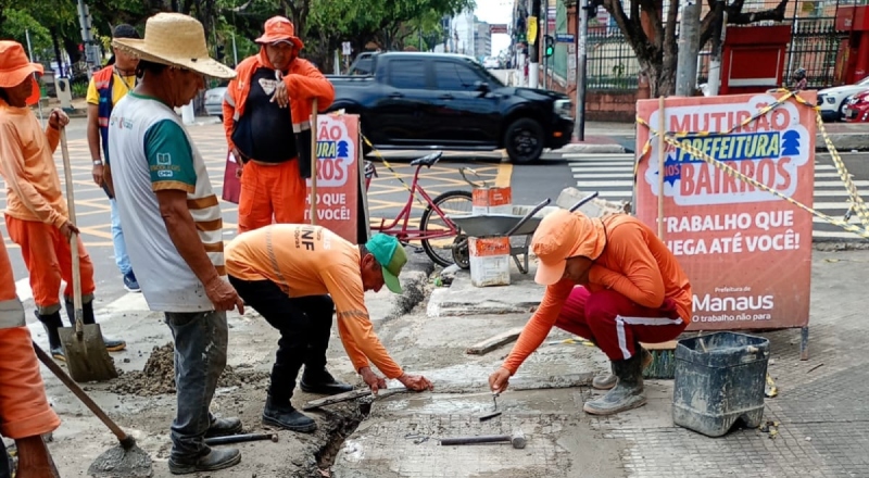 Prefeitura de Manaus revitaliza drenagem e passeio público na avenida 7 de Setembro, no Centro