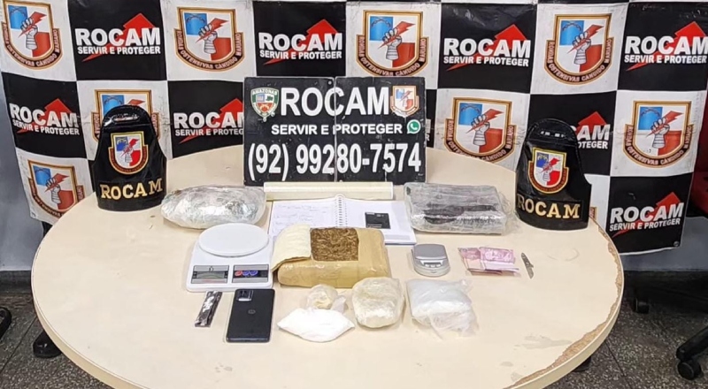 PMAM prende dois homens e apreende tablete e porções de drogas em Manaus
