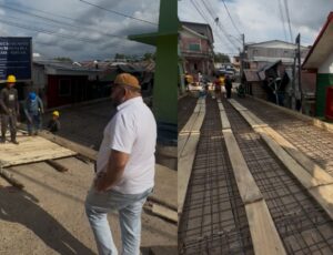 Prefeito Nicson Marreira destaca avanço em obra histórica de ponte em Tefé; veja